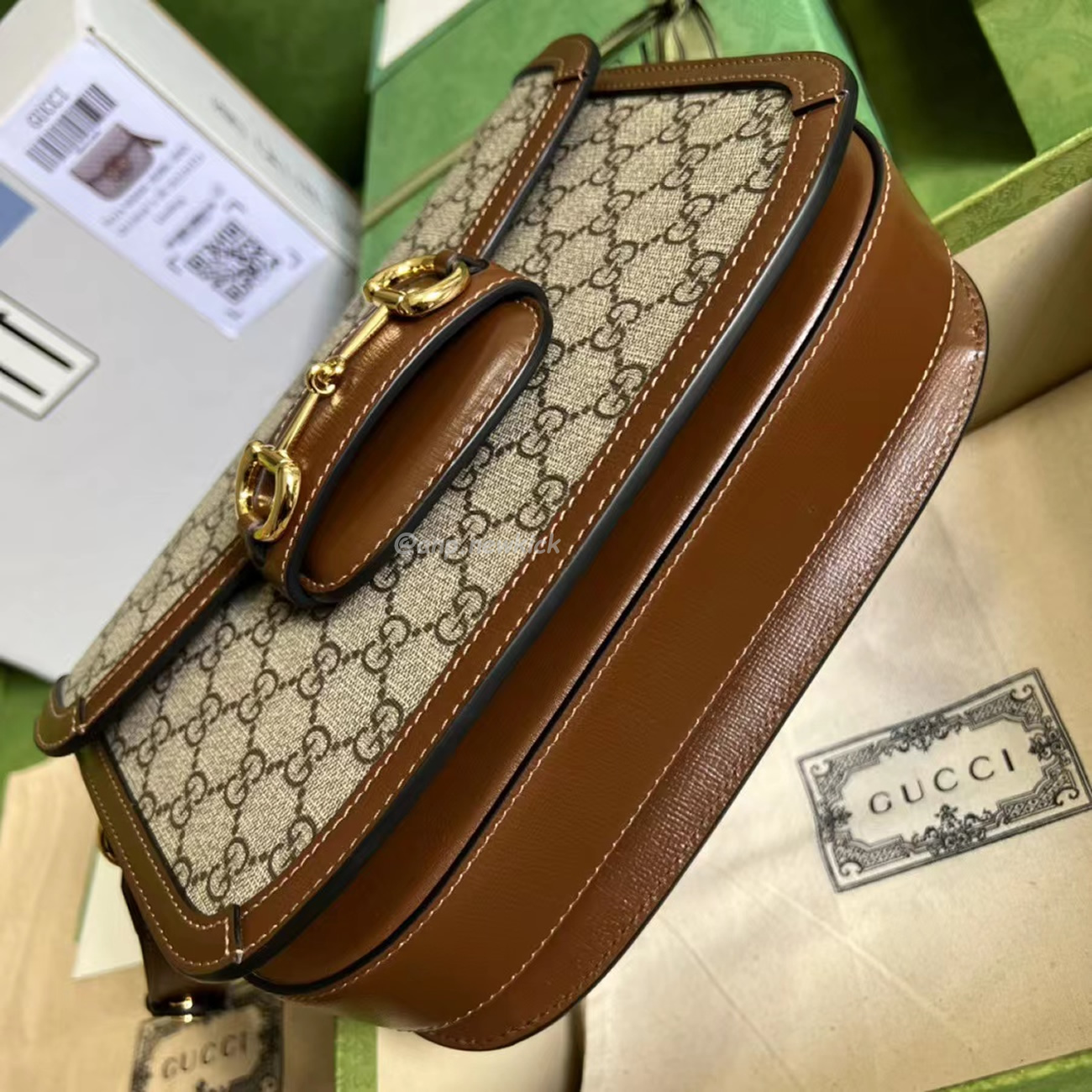 Gucci 1955 Horsebit Shoulder Bag Small Beigebrown (5) - newkick.app